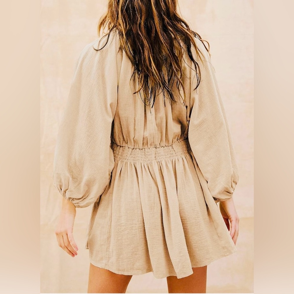 FREE PEOPLE for the Moment Mini Boho 
V-Neck Babydoll Dress; size Small - Picture 2 of 9